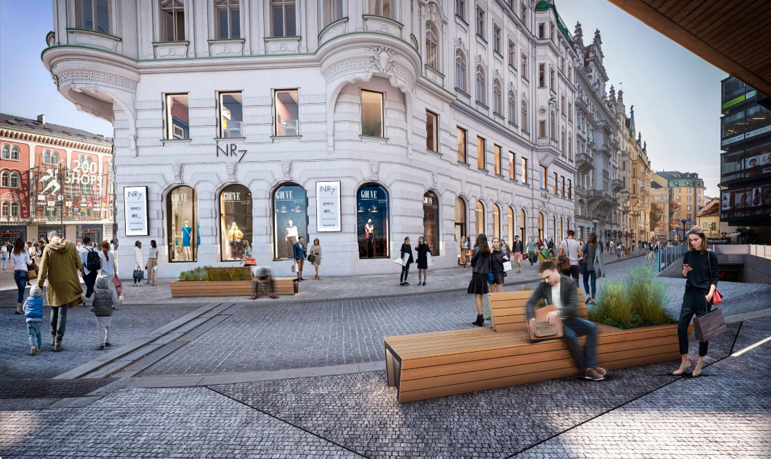 Do paláce u Kotvy vlévá Crestyl nový život. V projektu NR7 bude gastro, móda a kanceláře